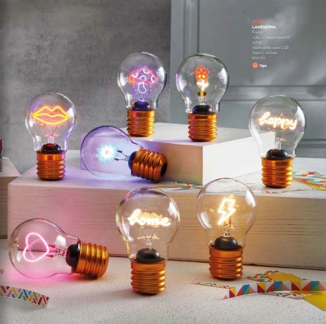 LAMPADINA COLORI E DECORI ASSORTITI in VETRO - immagine 2