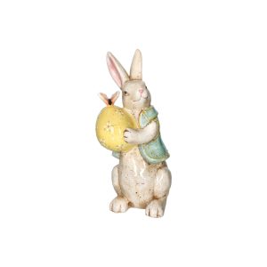 HAPPY BUNNY CON OVETTO GIALLO in STONEWARE