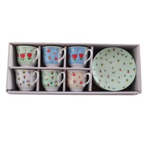 Tazzine caffè fiori set 6pz in porcellana